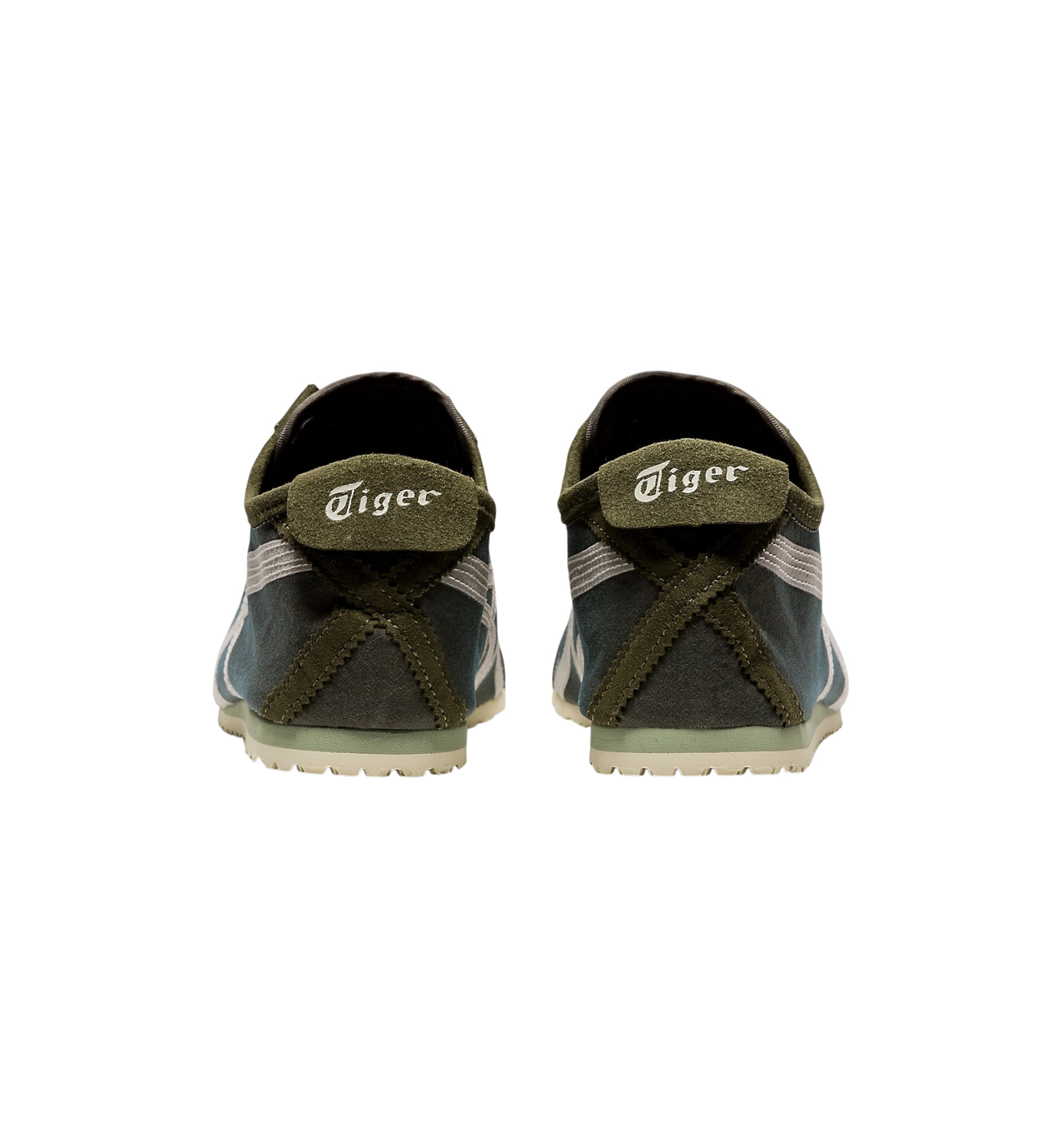 Onitsuka Tiger Mexico 66 Slip-On Mantle Green Birch heel view at Stashed UAE