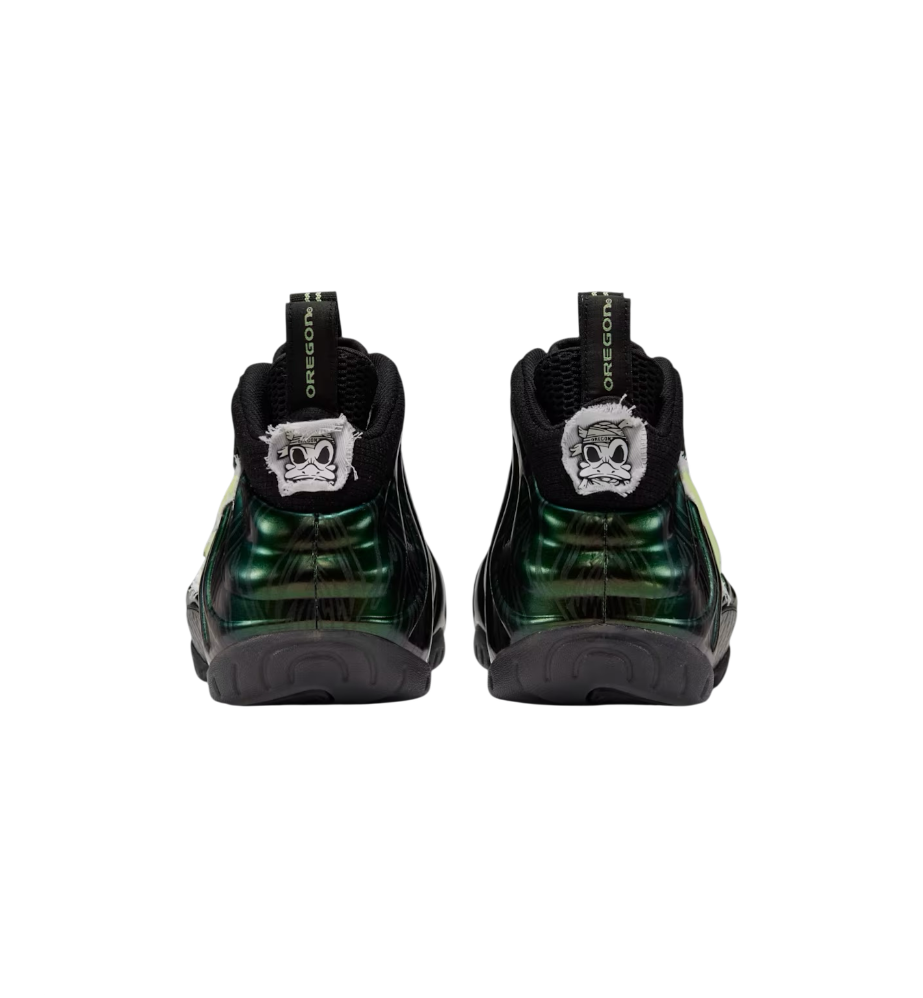 Nike Air Foamposite Pro Oregon Mummy Duck heel view at Stashed UAE