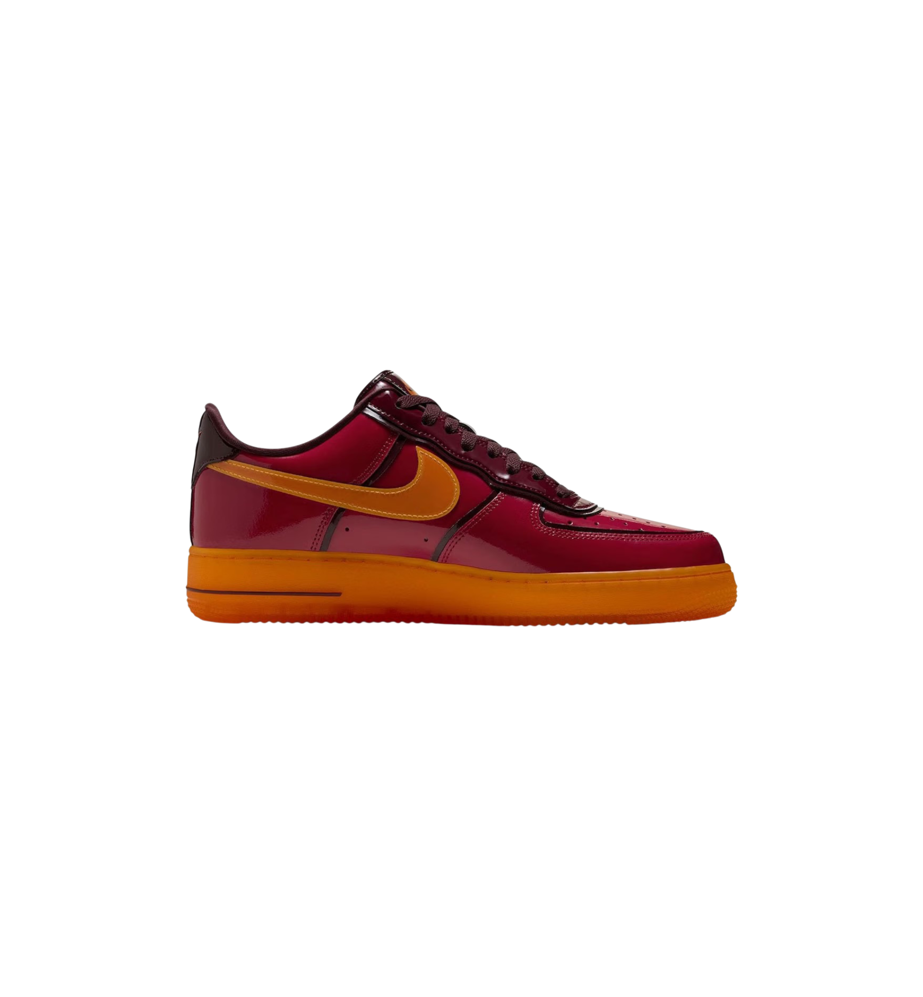 Nike Air Force 1 Low 07 Premium Patent Gym Red Bright Ceramic side view at Stashed UAE