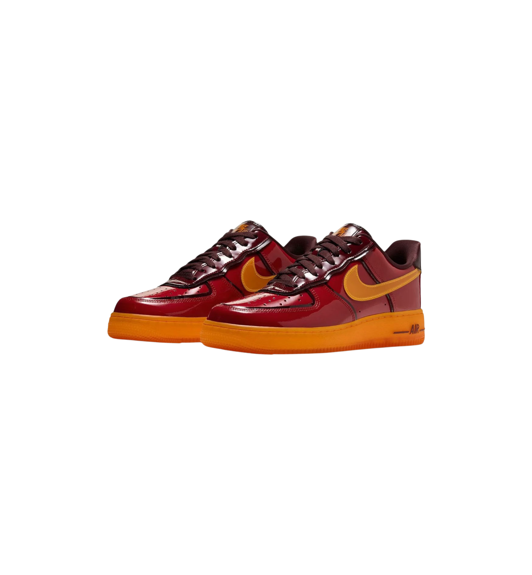 Nike Air Force 1 Low 07 Premium Patent Gym Red Bright Ceramic pair at Stashed UAE