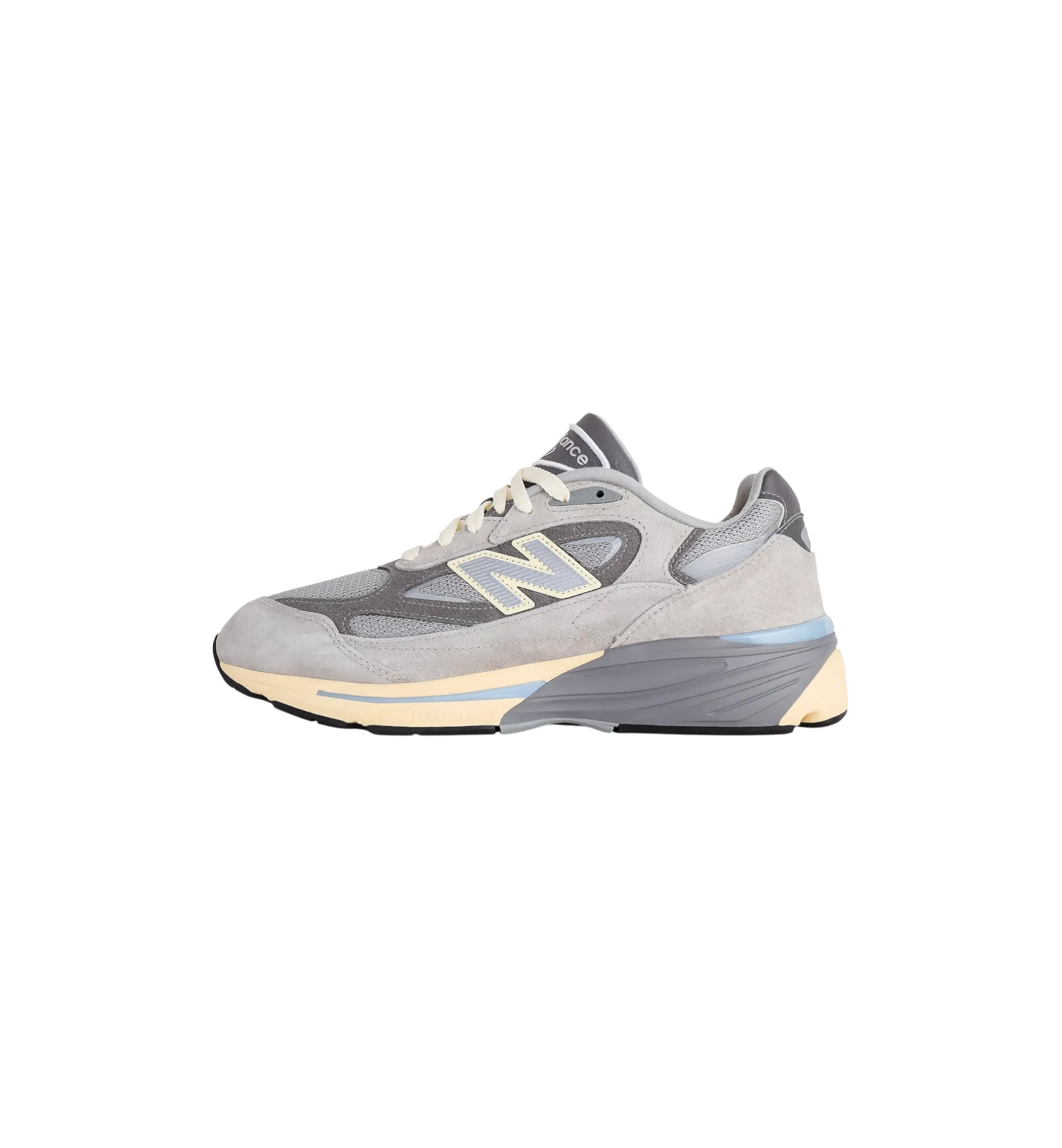 New Balance 990v7 MiUSA Kool Grey side view at Stashed UAE