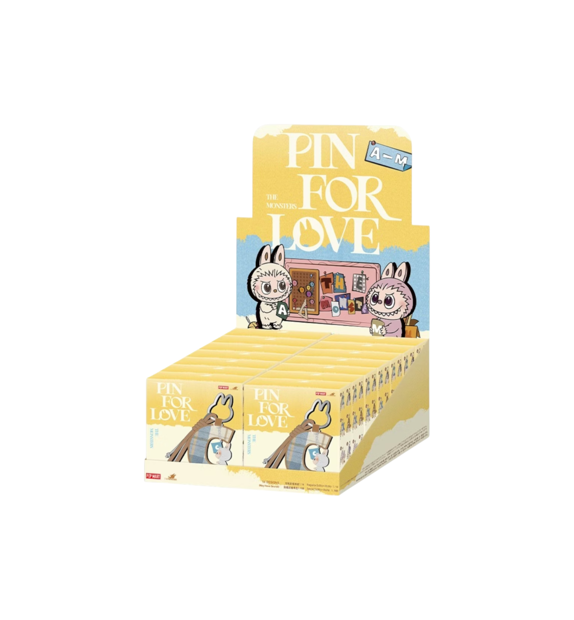 Pop Mart Labubu The Monsters Pin for Love Series Letter Pendant (A-M) Case (14 Blind Box)