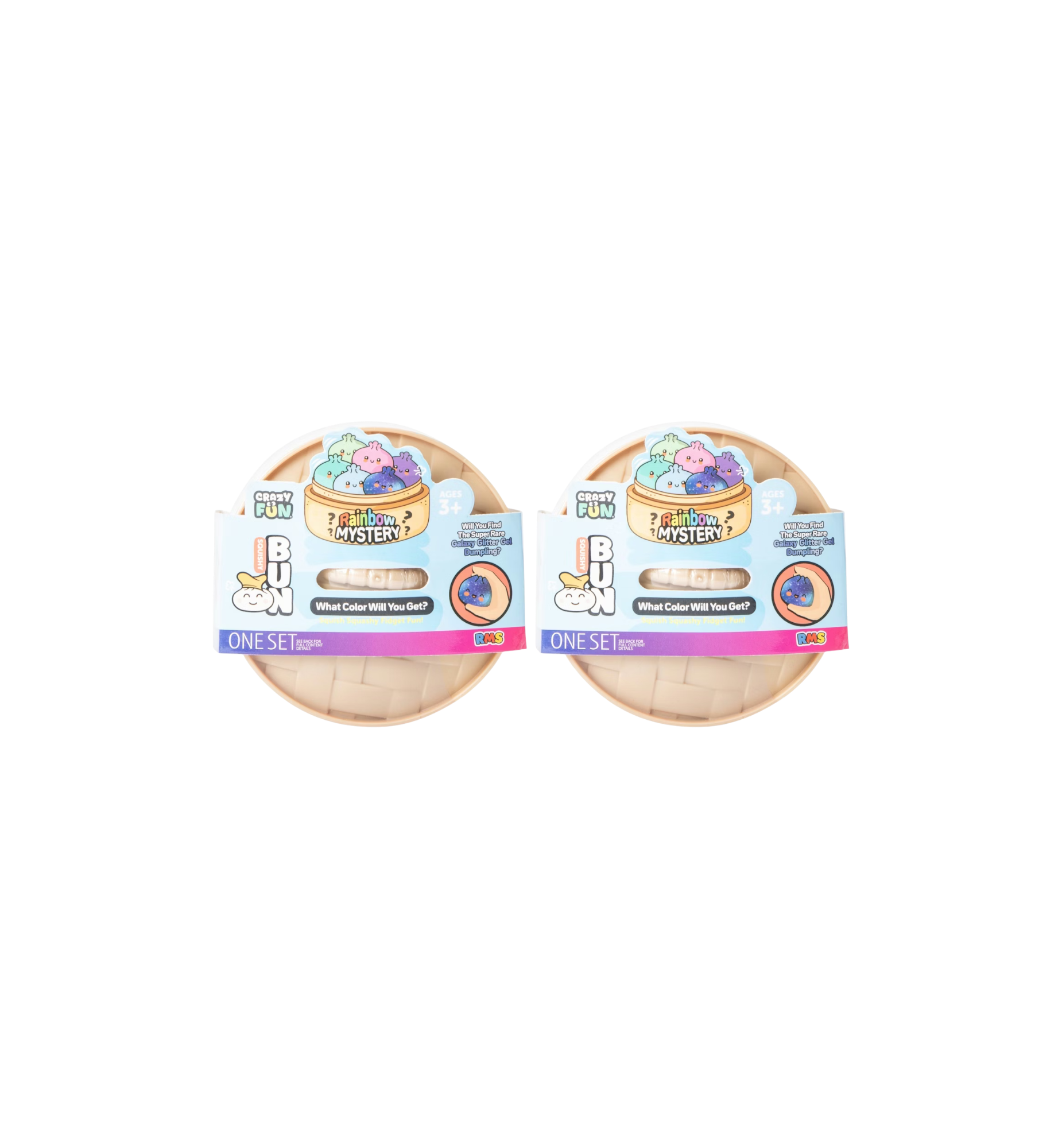 Squishy Bun Rainbow Mystery Squishy "Dumpling" (Galaxy Glitter Gel Chase Version) 2 Blind Boxes
