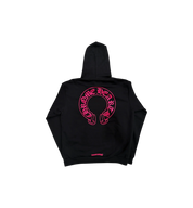 Chrome Hearts Floral Horseshoe Logo Zip Up Hoodie "Black/Pink"