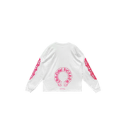 Chrome Hearts Classic Pink Horseshoe Logo L/S T-Shirt "White"