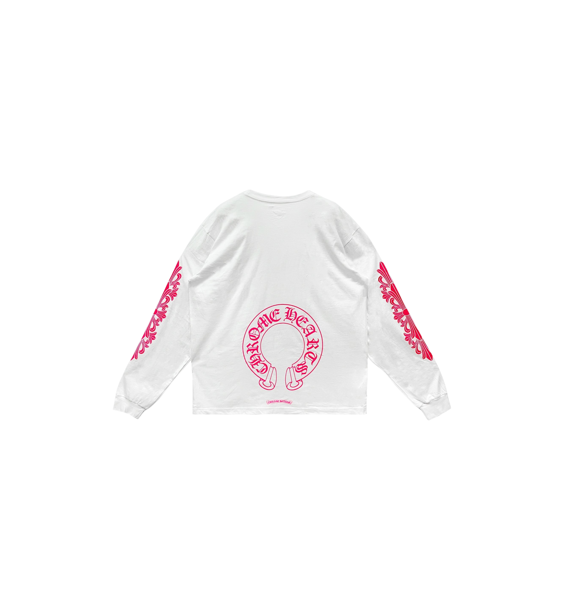 Chrome Hearts Classic Pink Horseshoe Logo L/S T-Shirt "White"