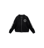 Chrome Hearts Horseshoe Floral Sleeve Thermal Zip Up Hoodie "Black"