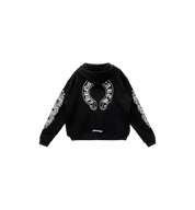 Chrome Hearts Horseshoe Floral Sleeve Thermal Zip Up Hoodie "Black"