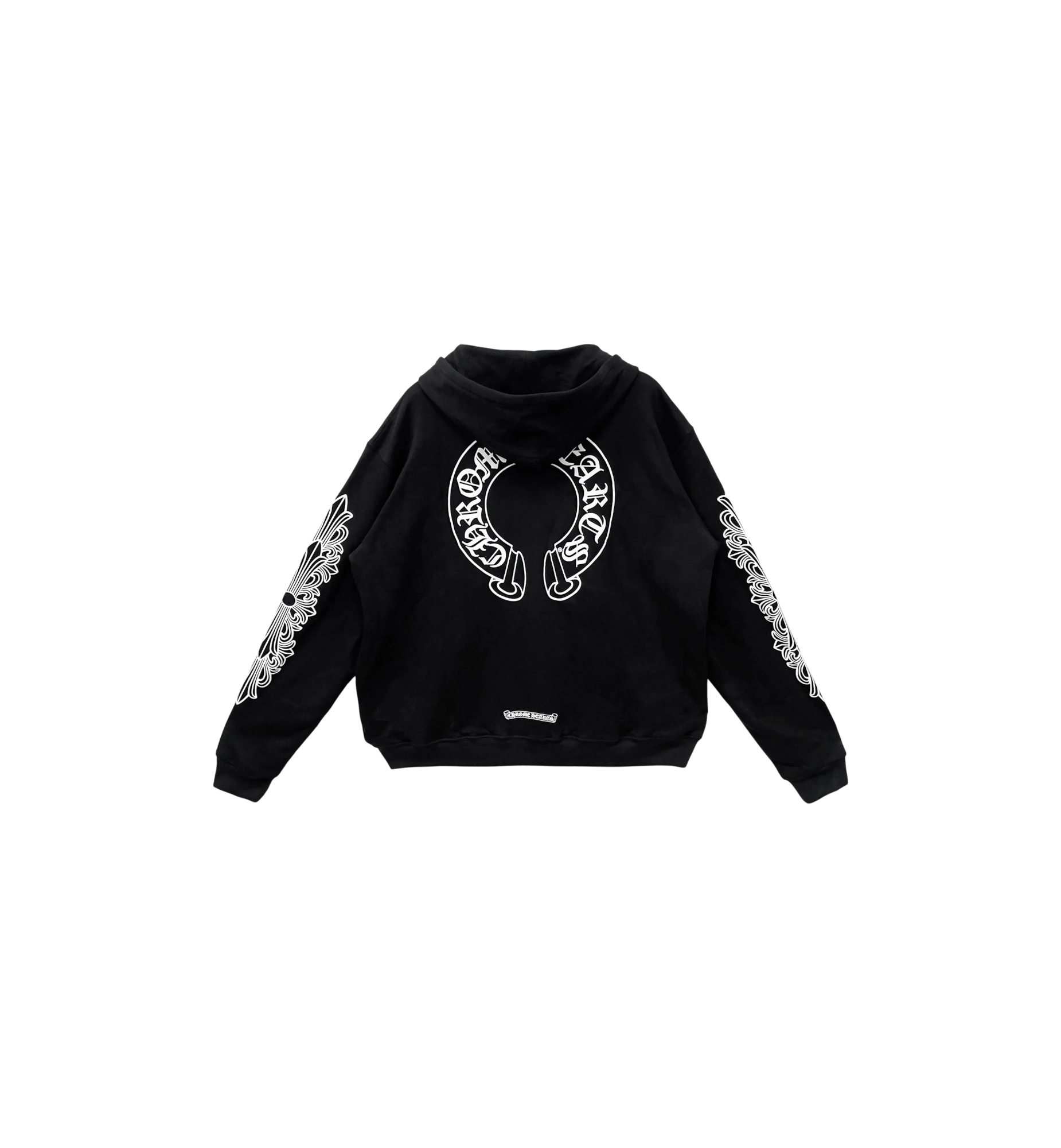 Chrome Hearts Horseshoe Floral Sleeve Thermal Zip Up Hoodie "Black"