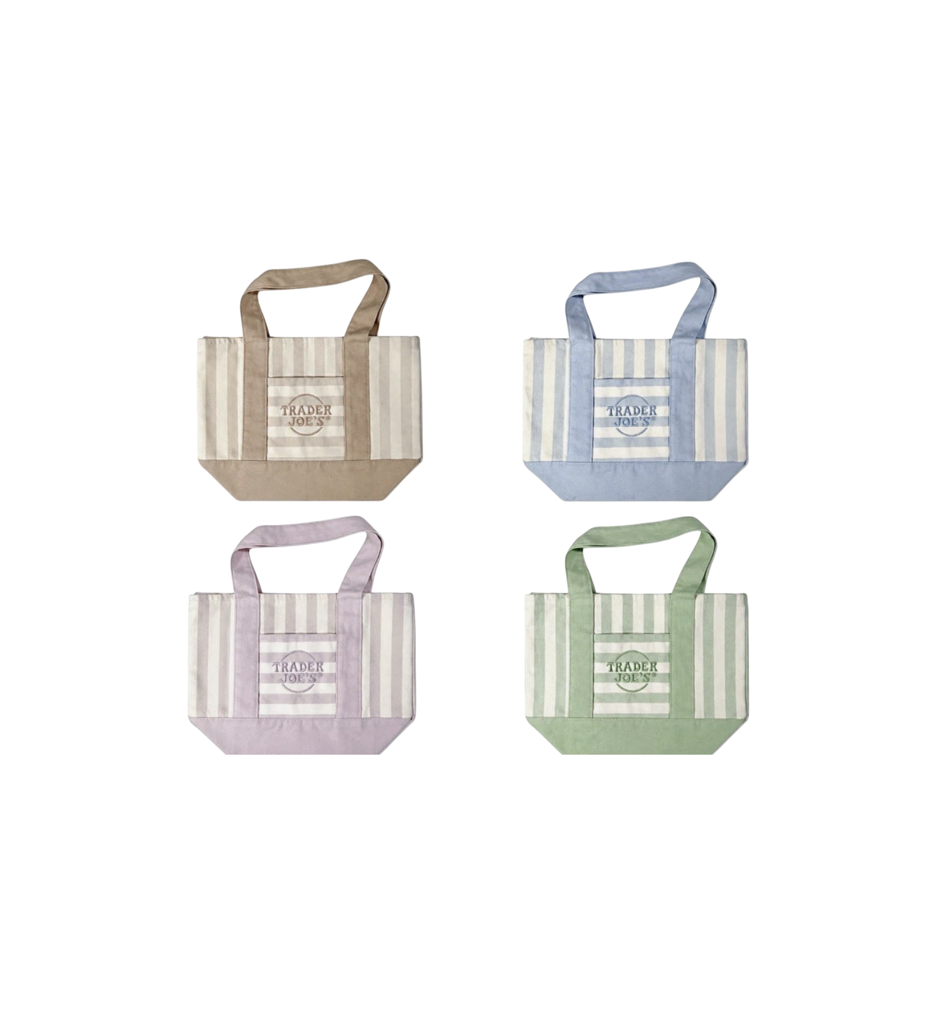 TRADER JOE'S Mini Canvas Tote Bag "Striped" (Set of 4)